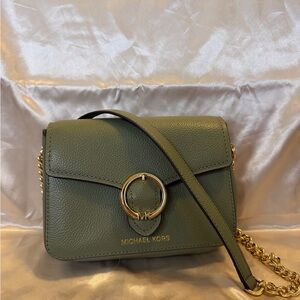 Michael Kors Sage Green Crossbody Bag with Gold Accents